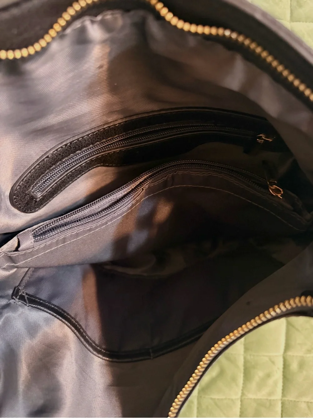 Realer Black Leather Hobo Shoulder/Crossbody Bag